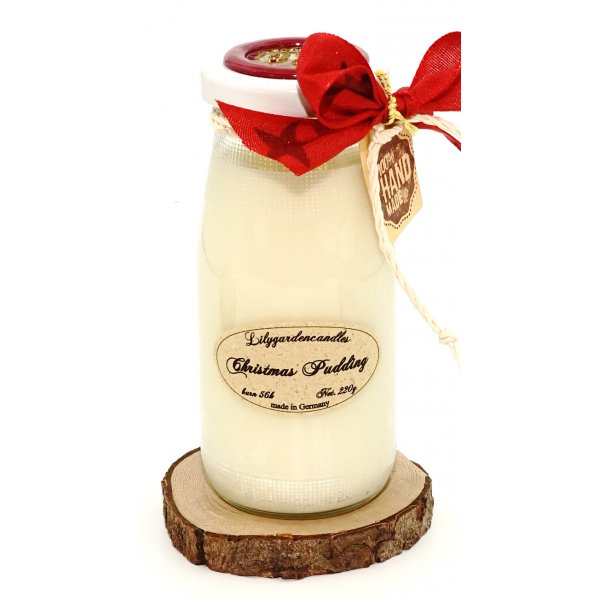 Duftkerze Christmas Pudding in der Milchflasche 220g