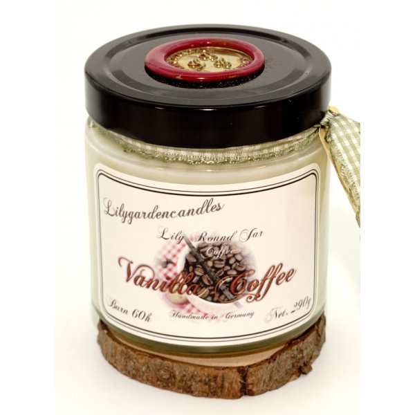 Duftkerze Vanilla Coffee im Glas 290g mit Holzdocht
