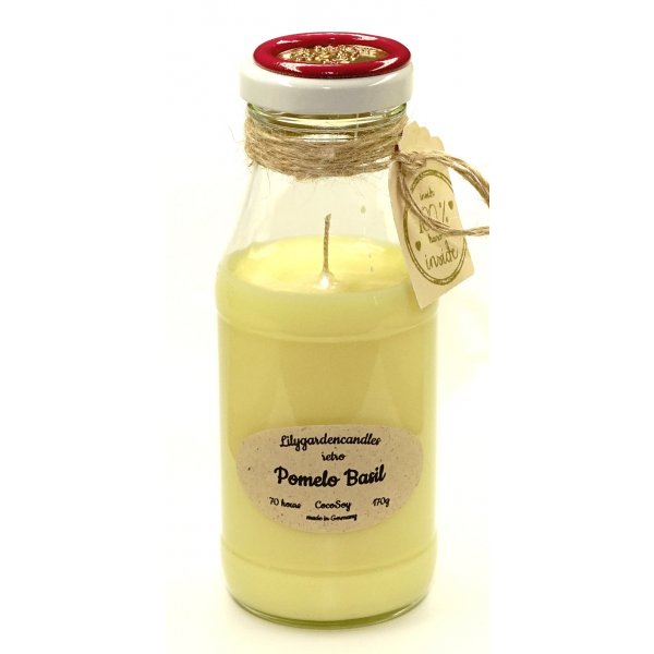 Scented candle Pomelo Basil in milk bottle 170g